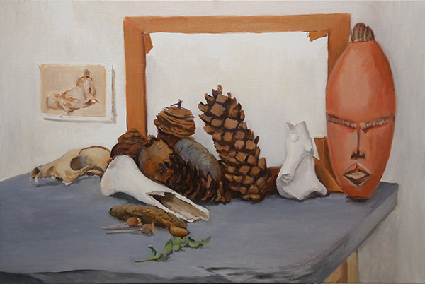 Still life with skull and mask